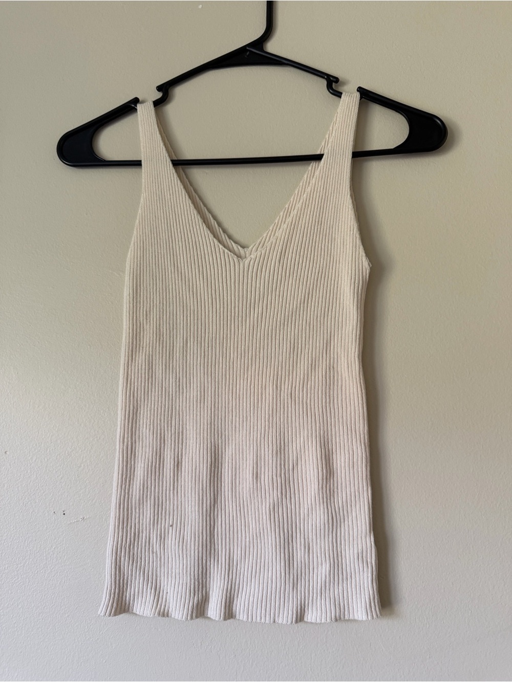 Amazon Ribbed V-Neck Tank Top in Cream